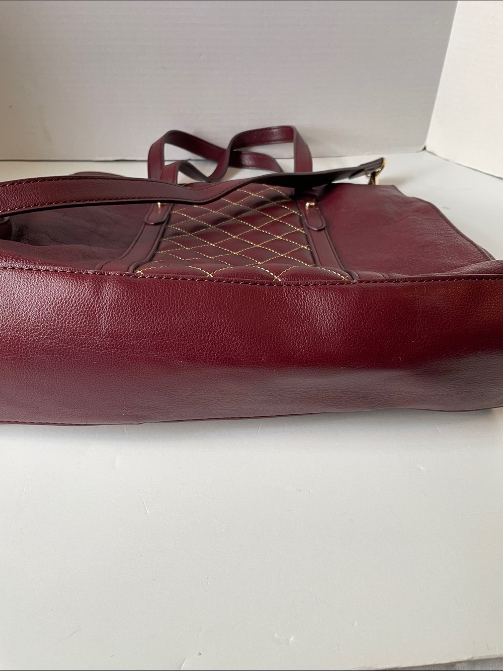 Fossil Wine Quilted Leather Shoulder Tote - Picture 9 of 11